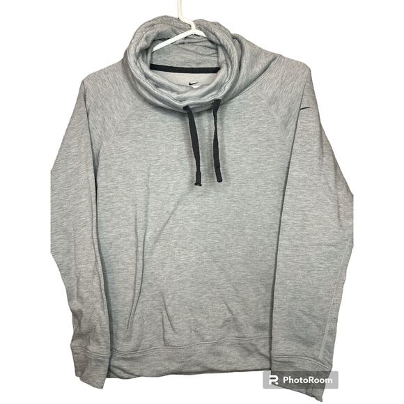 Nike Cowl Neck Drawstring Grey Black Long Sleeve Pullover Hoodie Size XS - Picture 1 of 5